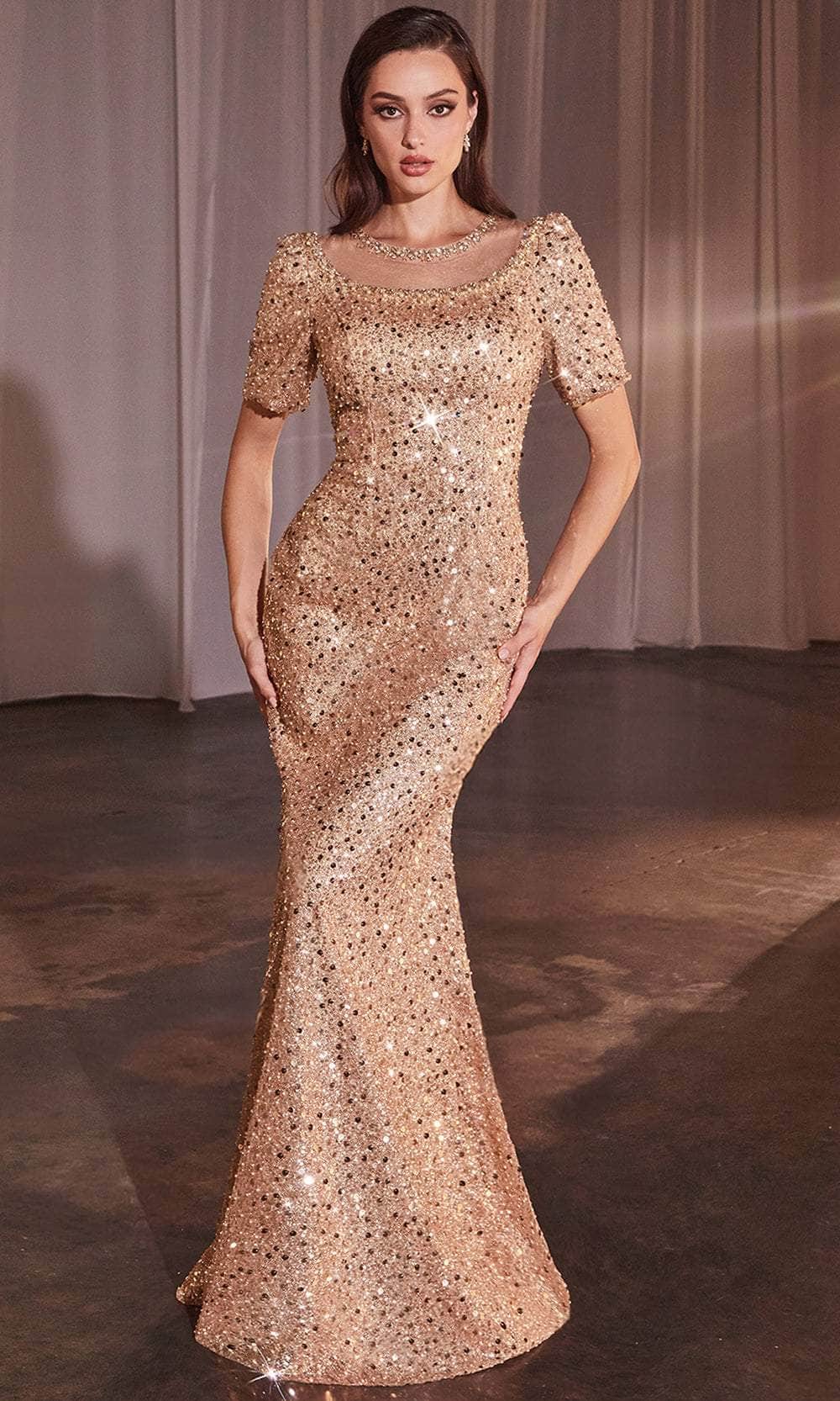 Cinderella Divine CB151 - Rhinestone Embellished Illusion Neck Prom Gown - view 4