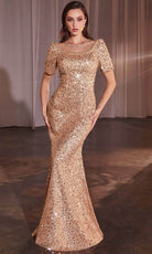 Cinderella Divine CB151 - Rhinestone Embellished Illusion Neck Prom Gown - view 4