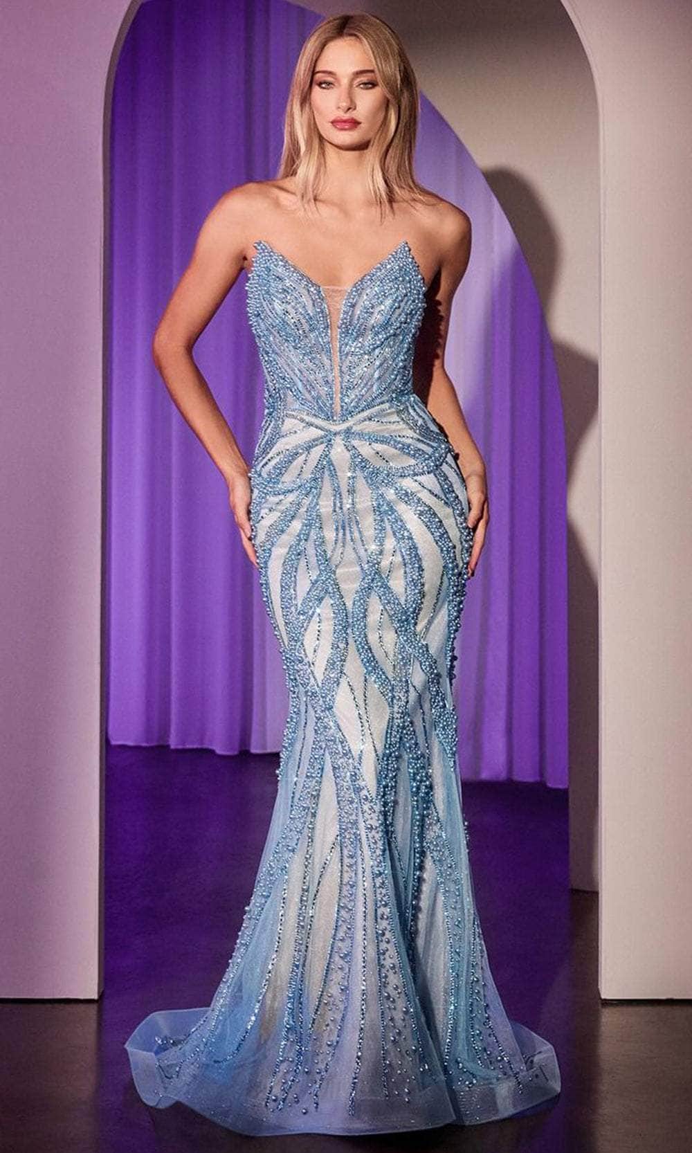 Cinderella Divine CC0688 - Beaded Strapless Long Gown - Silhouette Dresses