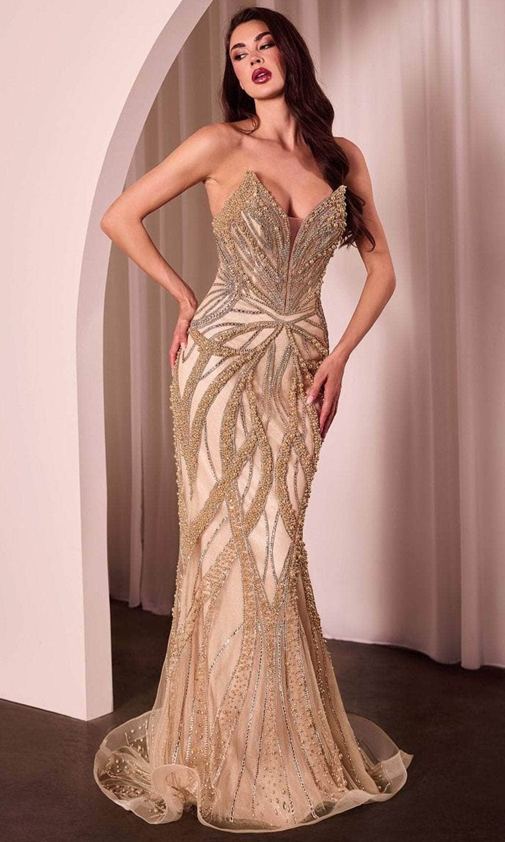 Cinderella Divine CC0688 - Beaded Strapless Long Gown - view 7