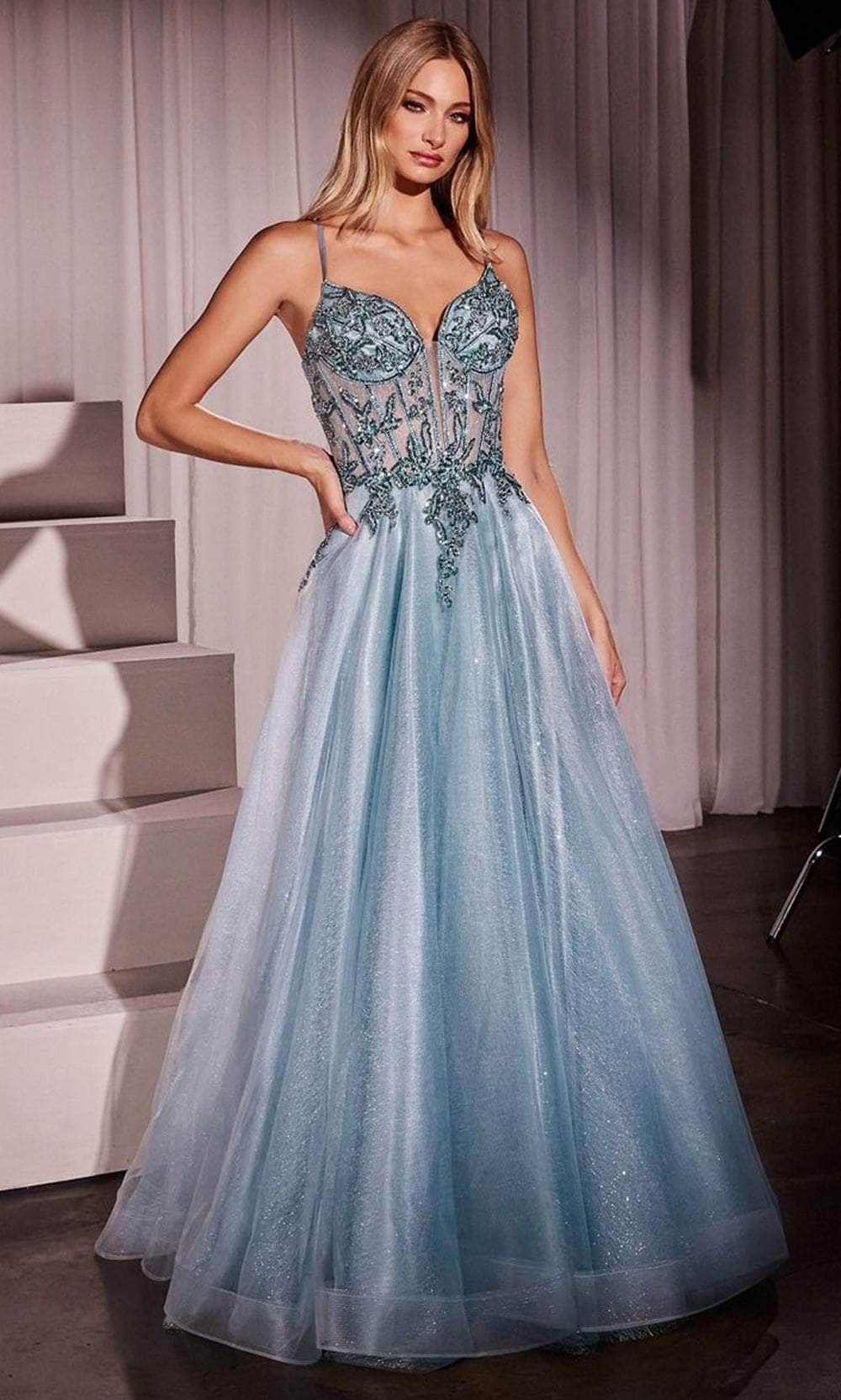 Cinderella Divine CC0881 - Crystal Detail Long Gown - detail view