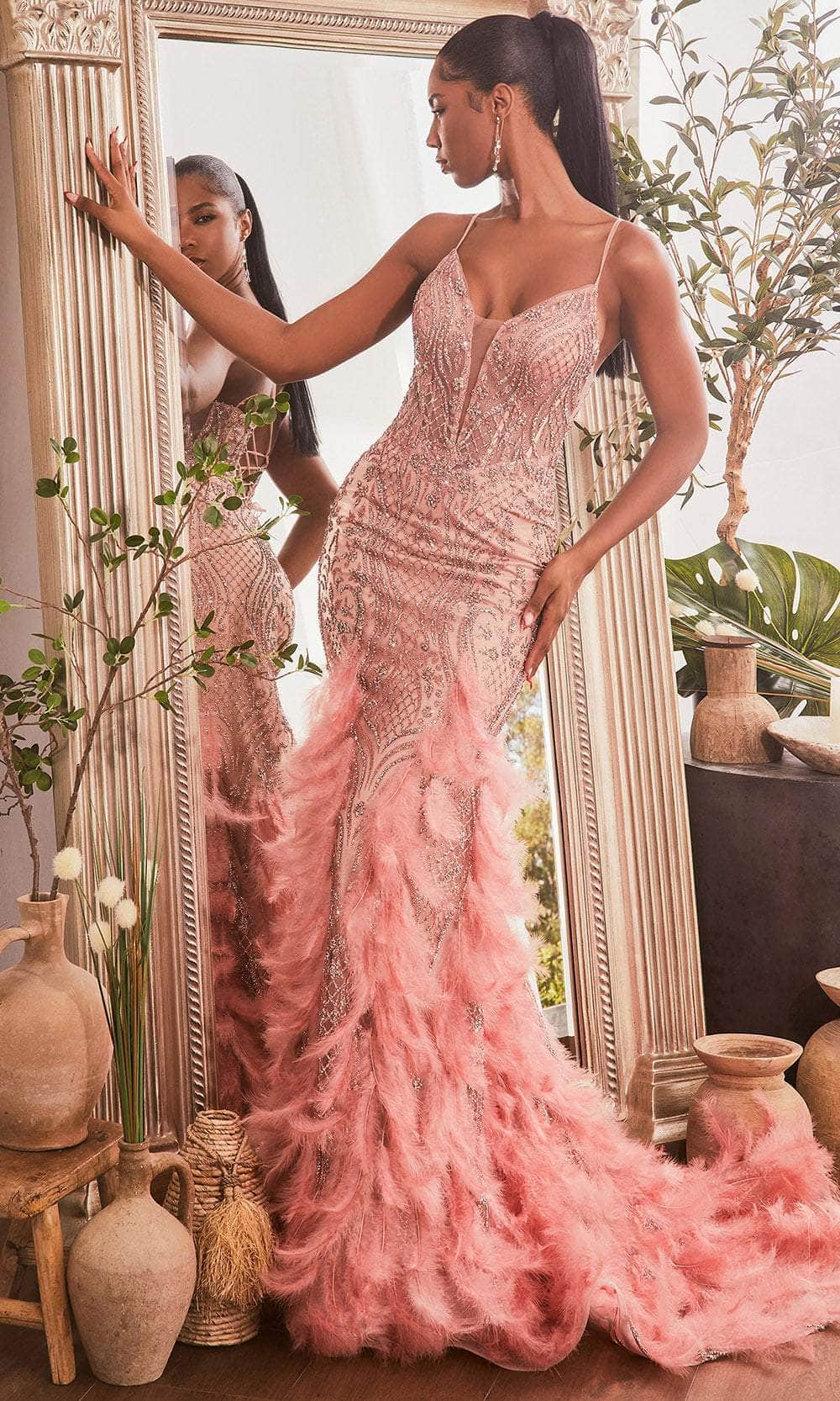 Cinderella Divine CC1608 - Plunging V-Neck Sleeveless Prom Dress - designer prom dress at Silhouette Dresses