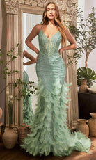 Cinderella Divine CC1608 - Plunging V-Neck Sleeveless Prom Dress - view 4