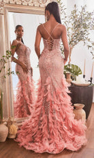 Cinderella Divine CC1608 - Plunging V-Neck Sleeveless Prom Dress - back view