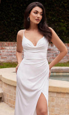 Cinderella Divine CC1622W - Bridal Dress with Sleeveless Cowl Neckline - detail view