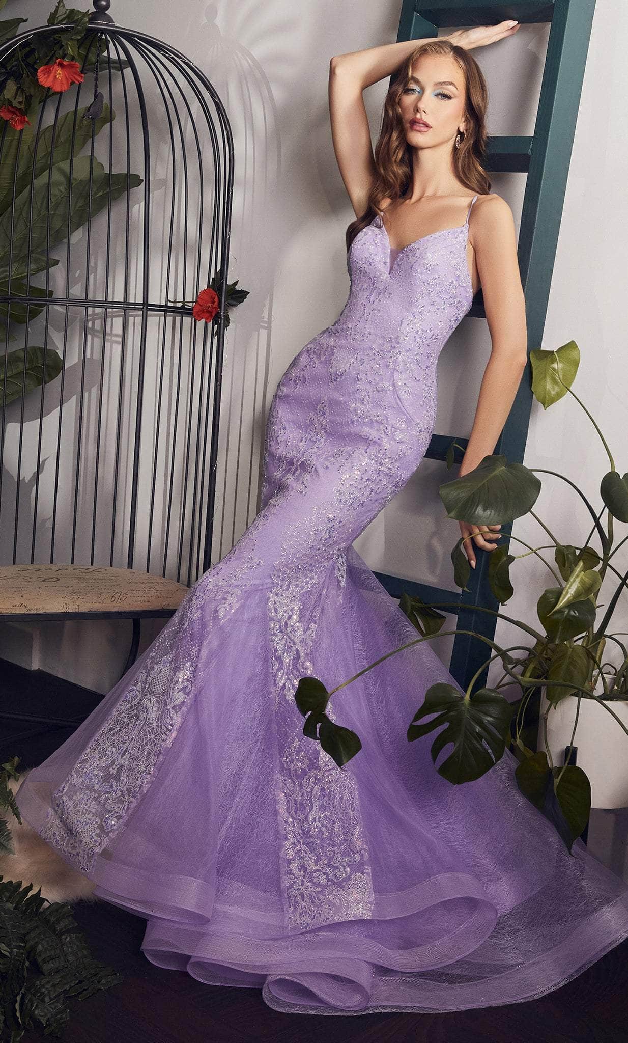 Cinderella Divine CC2279 - Glitter V Neck Evening Gown - view 4