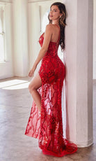 Cinderella Divine CC2292 - Prom Gown with Deep V-Neck and Illusion Skirt