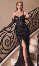 Cinderella Divine CC2358 - Sheath Gown with V-Neckline - detail view