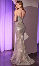 Cinderella Divine CC385 - Embellished Scoop Neck Evening Gown - back view