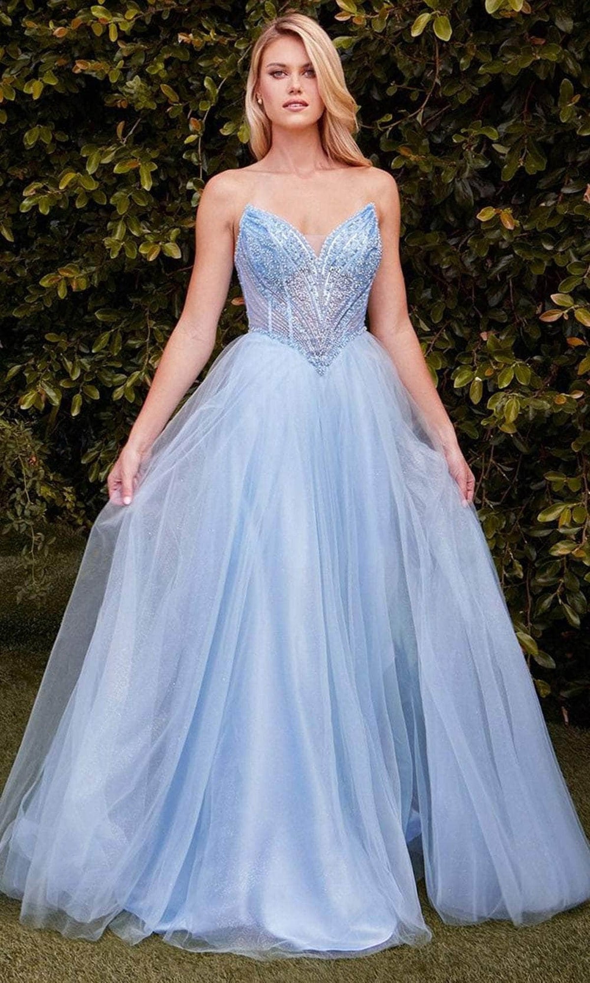 Cinderella Divine CC415 - Embellished V-Neck Long Gown