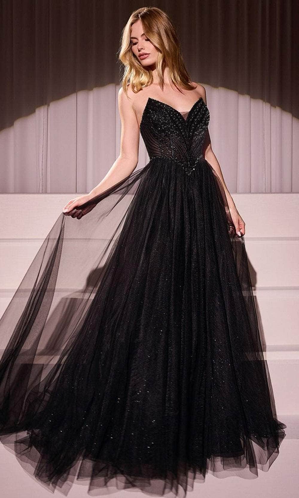 Cinderella Divine CC415 - Embellished V-Neck Long Gown - Silhouette Dresses