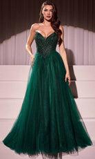 Cinderella Divine CC415 - Embellished V-Neck Long Gown - back view