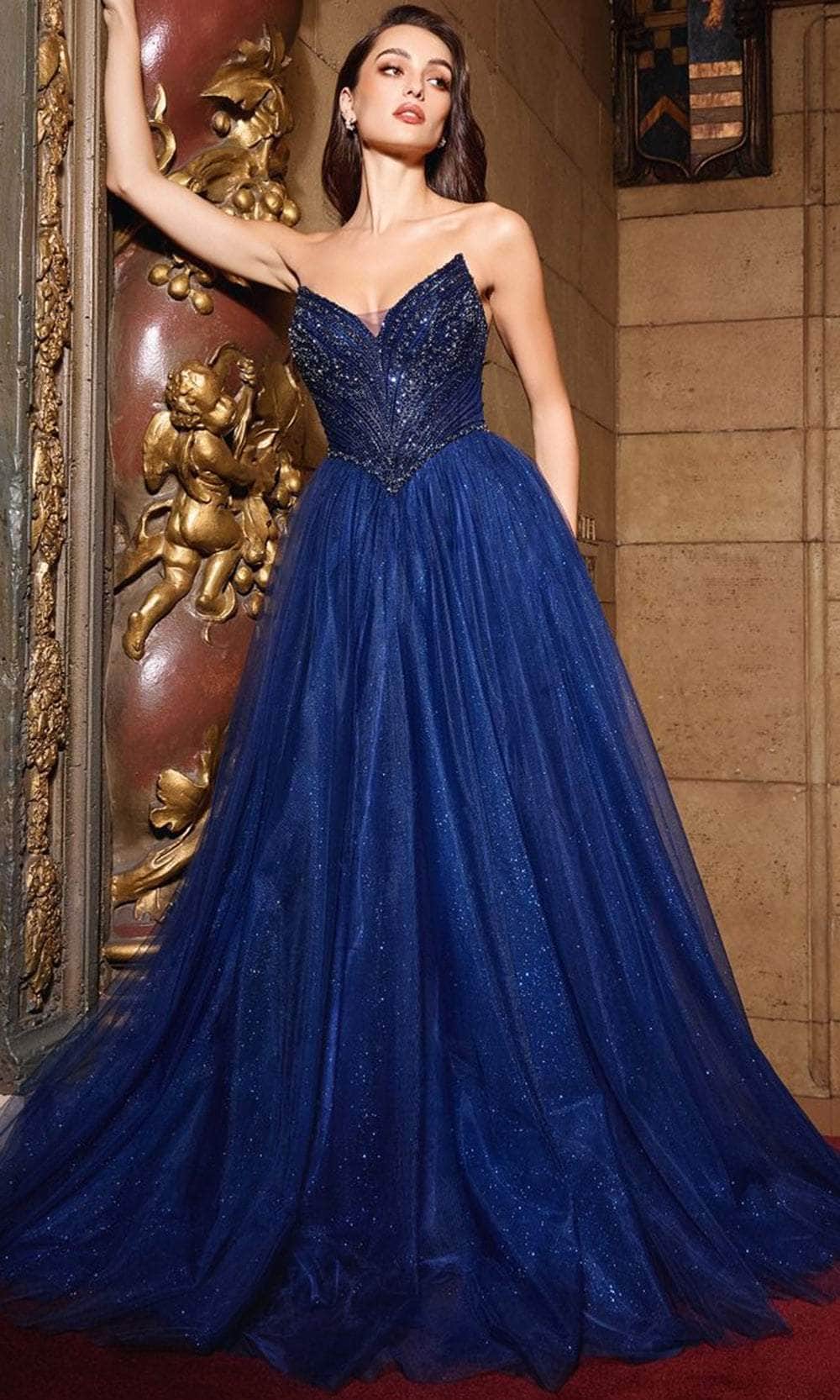 Cinderella Divine CC415 - Embellished V-Neck Long Gown - view 7