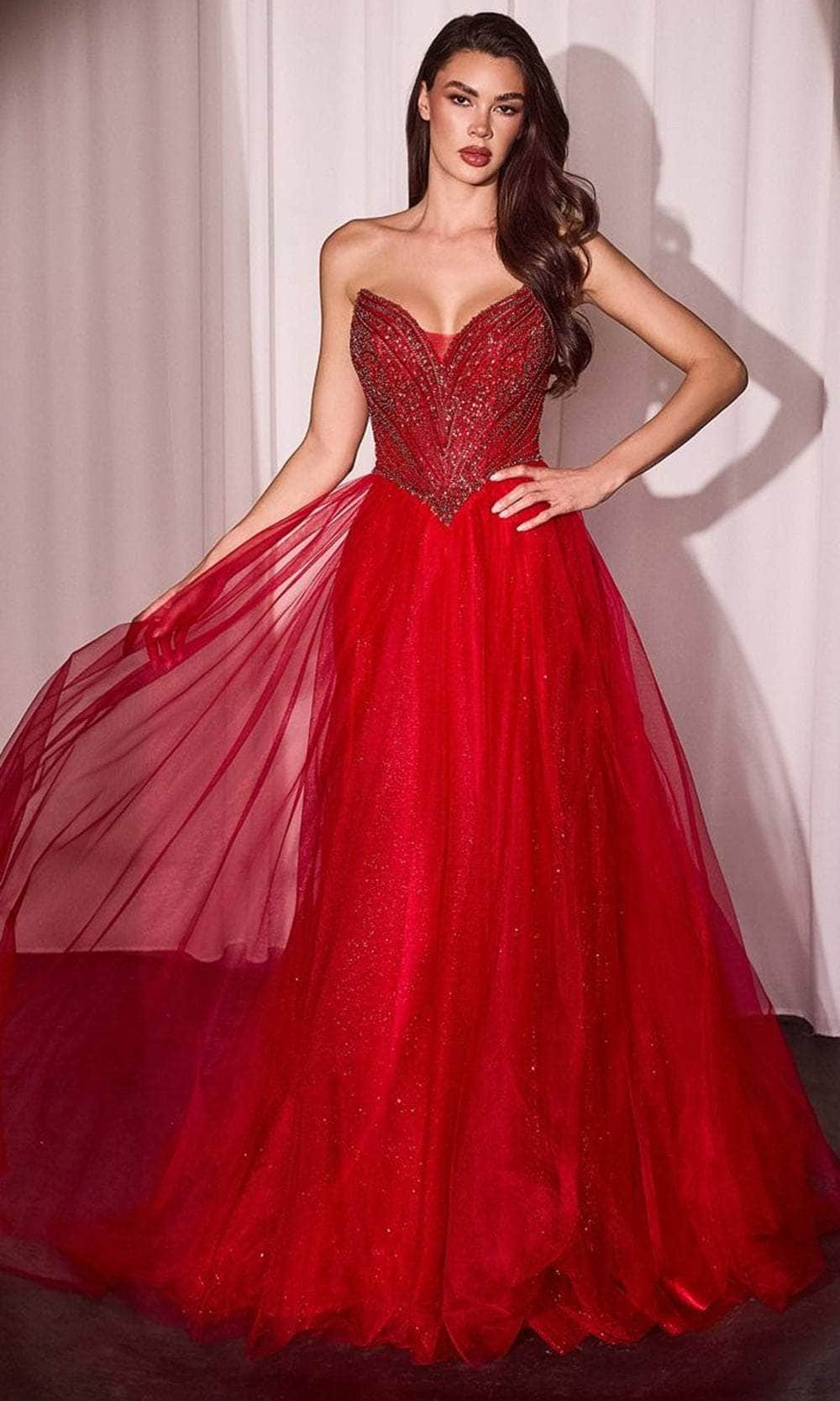 Cinderella Divine CC415 - Embellished V-Neck Long Gown - view 4
