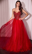 Cinderella Divine CC415 - Embellished V-Neck Long Gown - view 4