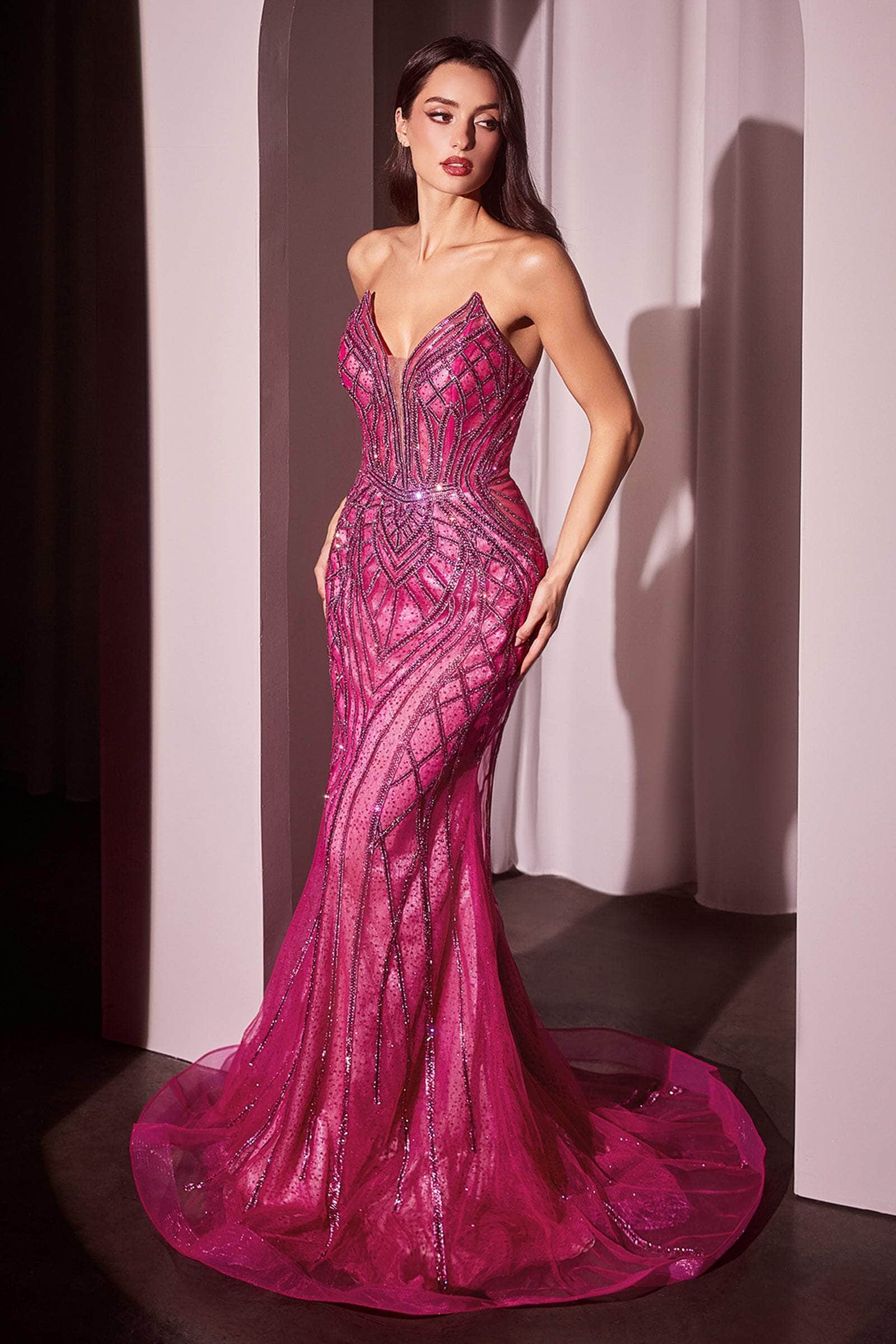 Cinderella Divine CC6018 - Strapless with Rhinestone Accents Prom Dress - view 5