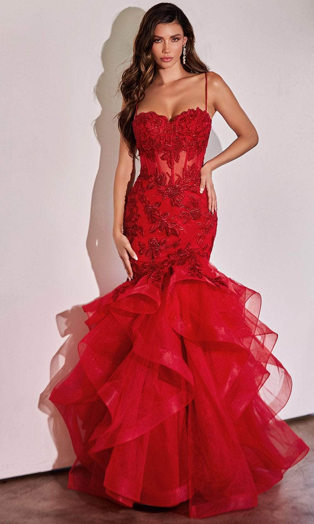 Cinderella Divine CC8915 - Embroidered Mermaid Silhouette Prom Dress - detail view