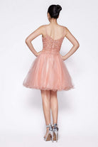 Cinderella Divine - CD0137 Jeweled Lace Glitter Tulle Cocktail Dress - back view
