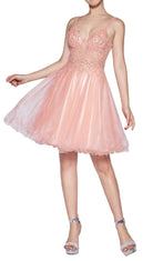 Cinderella Divine - CD0137 Jeweled Lace Glitter Tulle Cocktail Dress - designer homecoming dress at Silhouette Dresses