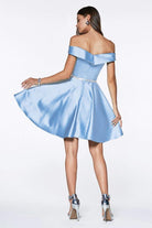 Cinderella Divine - CD0140 Off Shoulder Satin A-Line Dress - view 6