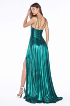 Cinderella Divine - CD0151 A-Line Metallic Dress with Mini Skirt - detail view