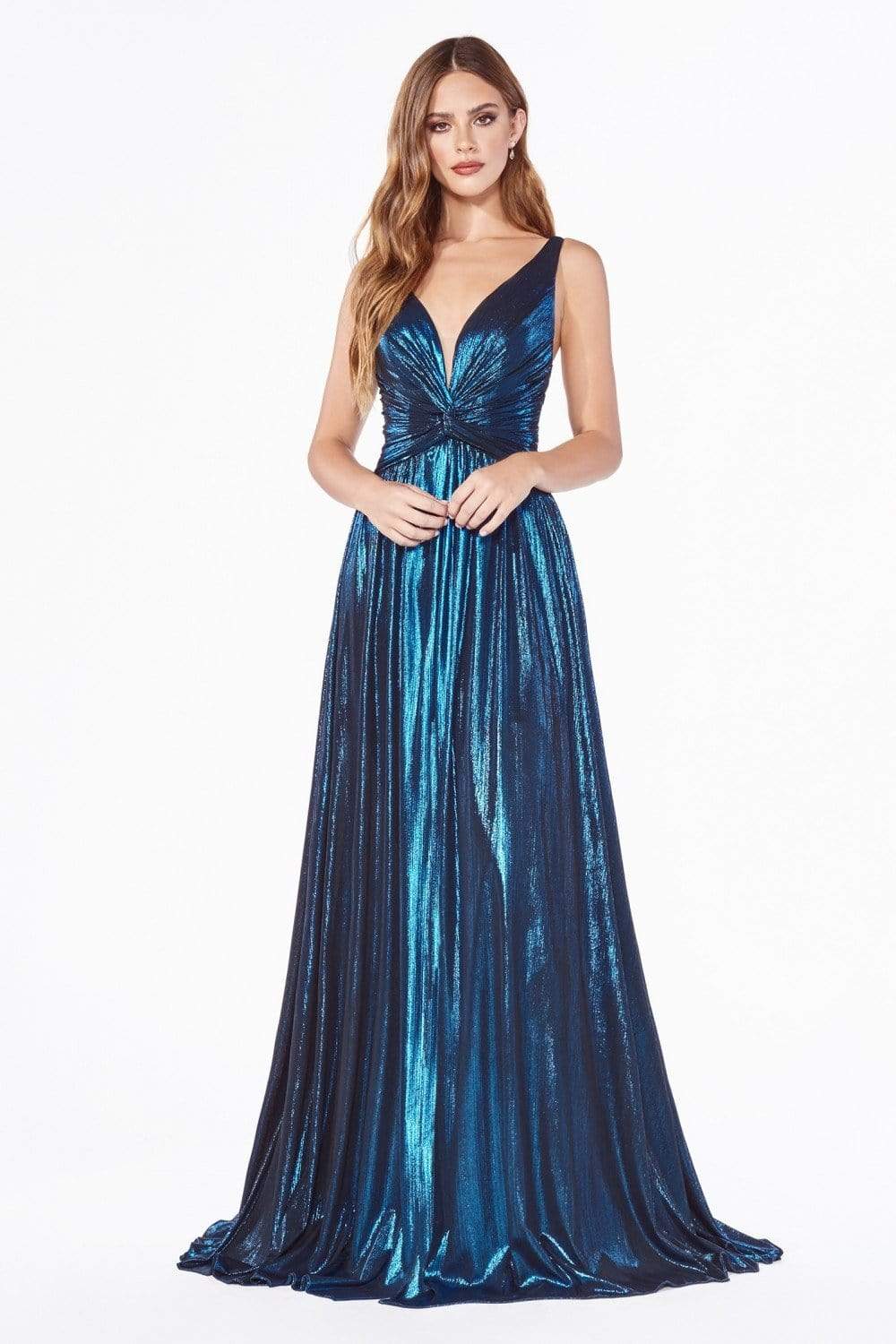 Cinderella Divine - CD0151 A-Line Metallic Dress with Mini Skirt - view 6