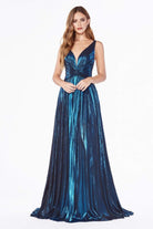 Cinderella Divine - CD0151 A-Line Metallic Dress with Mini Skirt - view 6