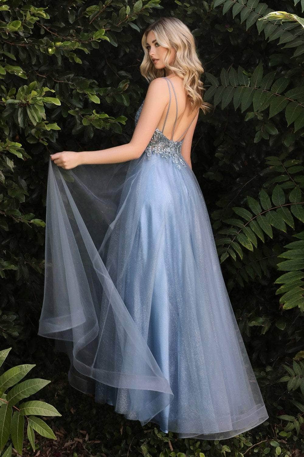 Cinderella Divine - CD0154 Plunging Beaded Appliqued Tulle Dress - view 9