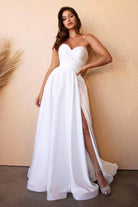 Cinderella Divine CD0166W - Sweetheart High Slit Bridal Gown - Silhouette Dresses