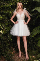 Cinderella Divine - CD0174 Embellished Deep V Neck A-line Dress - view 6