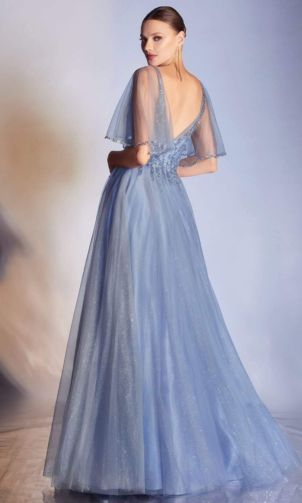 Cinderella Divine - CD0175 Embellished V neck A-line Gown - detail view