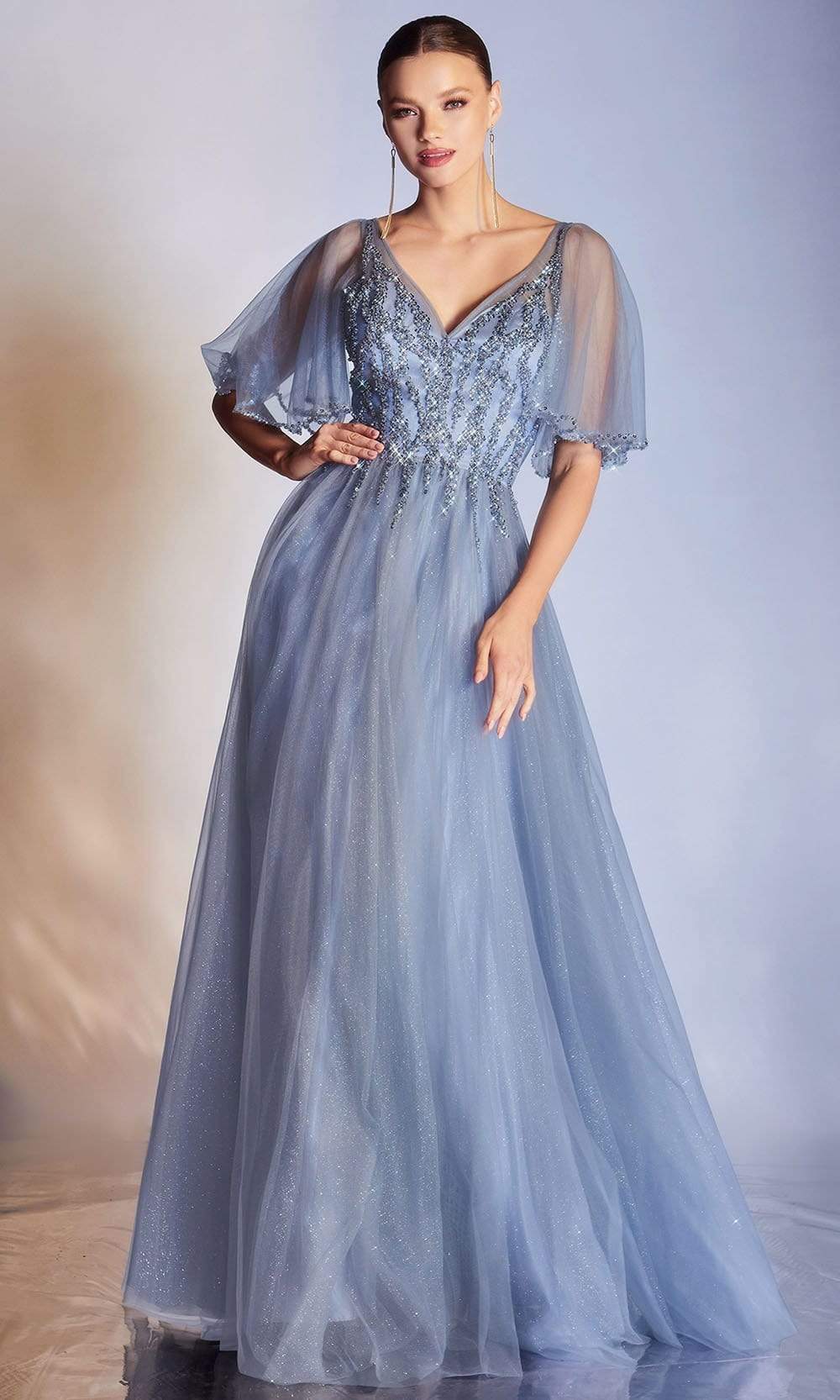 Cinderella Divine - CD0175 Embellished V neck A-line Gown - back view