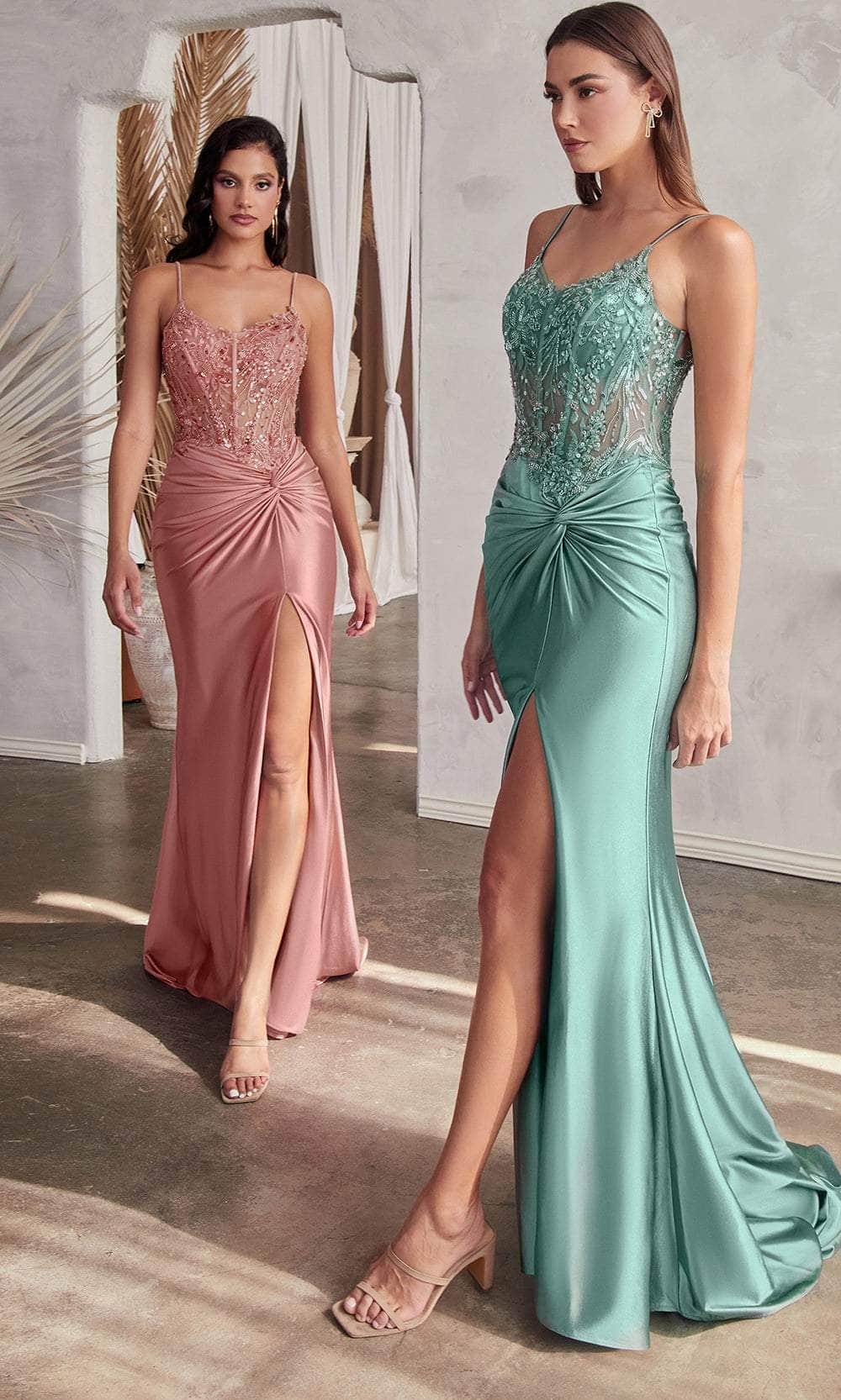 Cinderella Divine CD0176 - Prom Gown with Beaded Lace and Corset Bodice - view 8