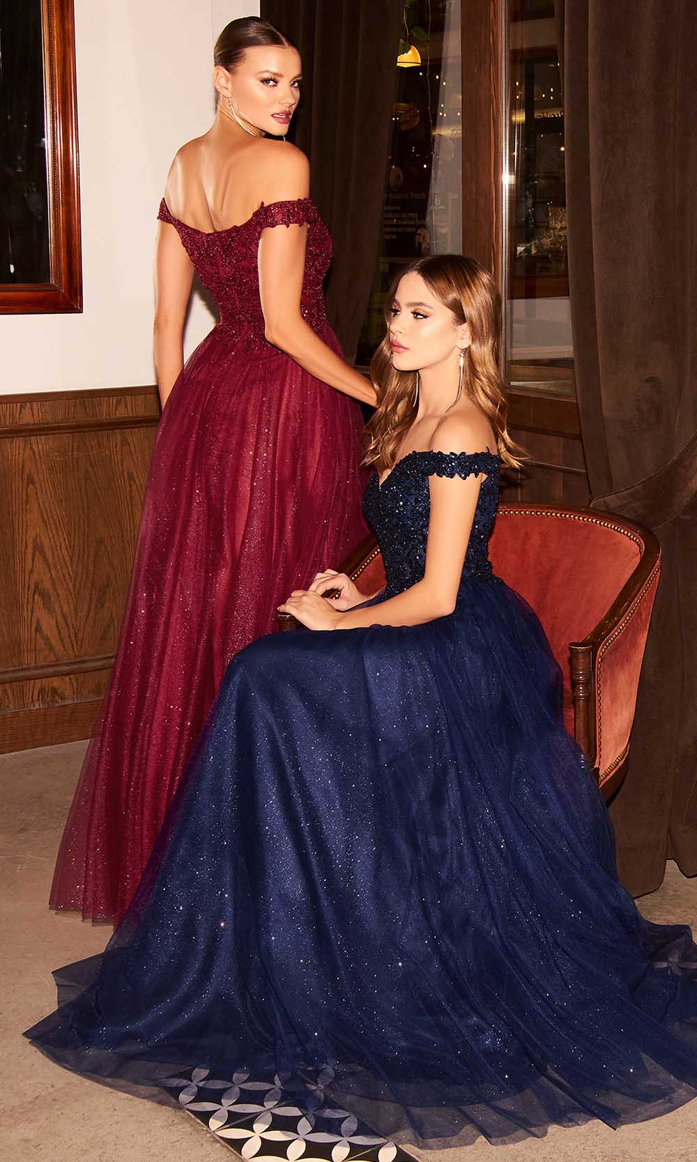 Cinderella Divine - CD0177 Metallic Lace Appliqued Glitter Tulle Gown - view 6