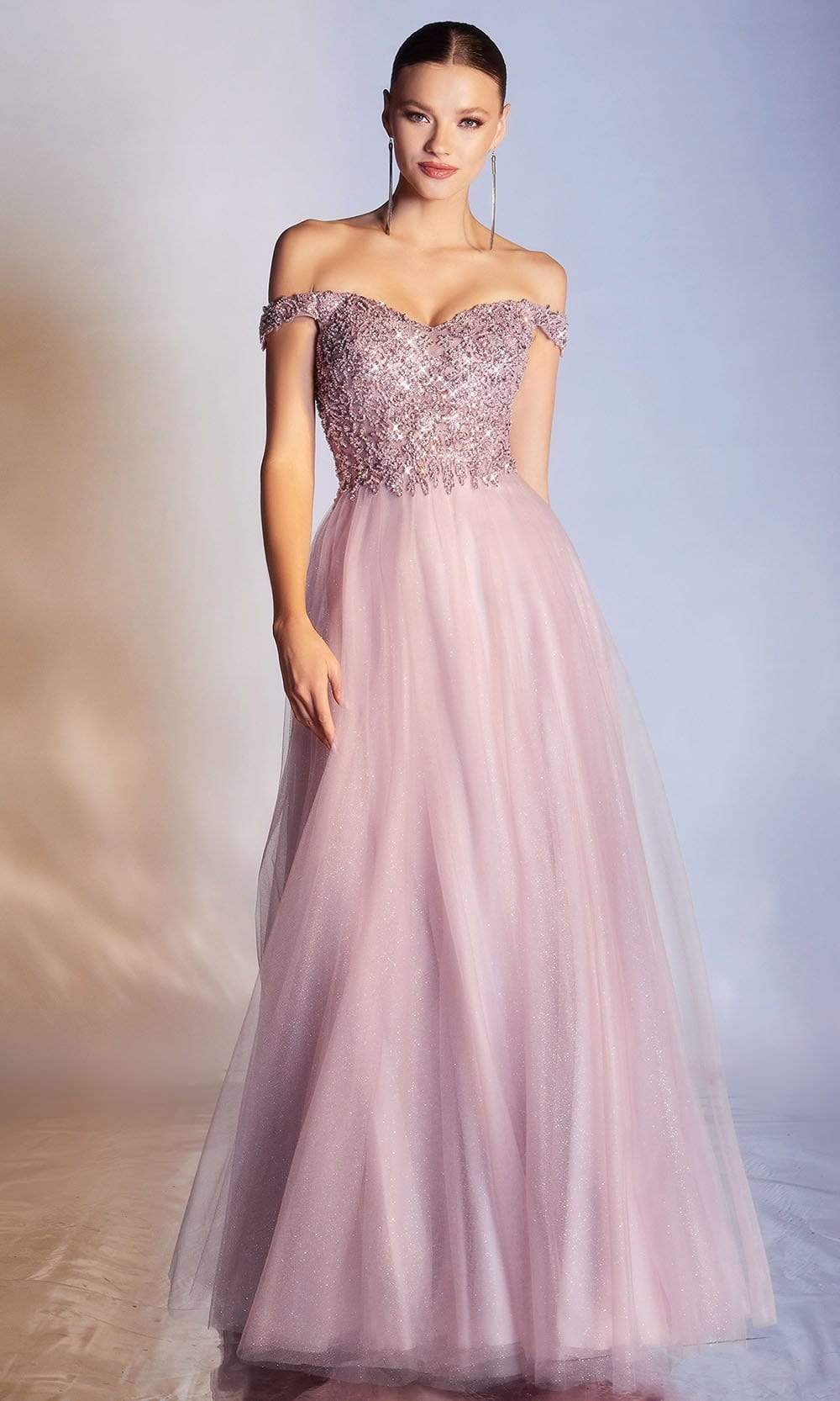 Cinderella Divine - CD0177 Metallic Lace Appliqued Glitter Tulle Gown - view 4