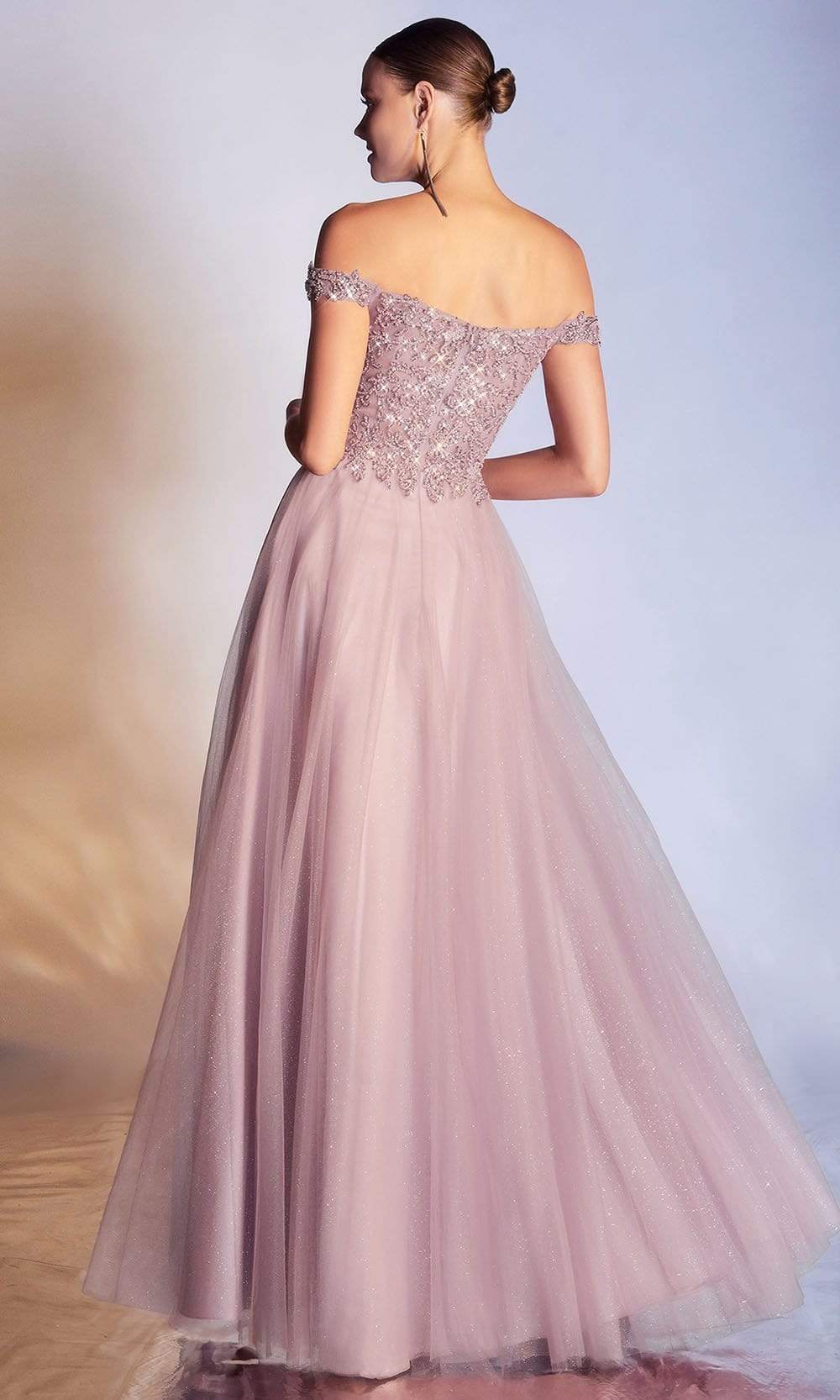 Cinderella Divine - CD0177 Metallic Lace Appliqued Glitter Tulle Gown - detail view