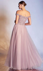 Cinderella Divine - CD0177 Metallic Lace Appliqued Glitter Tulle Gown - detail view