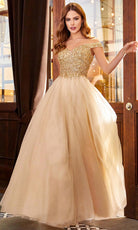 Cinderella Divine - CD0177 Metallic Lace Appliqued Glitter Tulle Gown - view 5