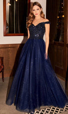 Cinderella Divine - CD0177 Metallic Lace Appliqued Glitter Tulle Gown - view 7