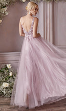 Cinderella Divine CD0181 - Floral Applique Prom Dress - detail view