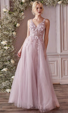 Cinderella Divine CD0181 - Floral Applique Prom Dress - back view