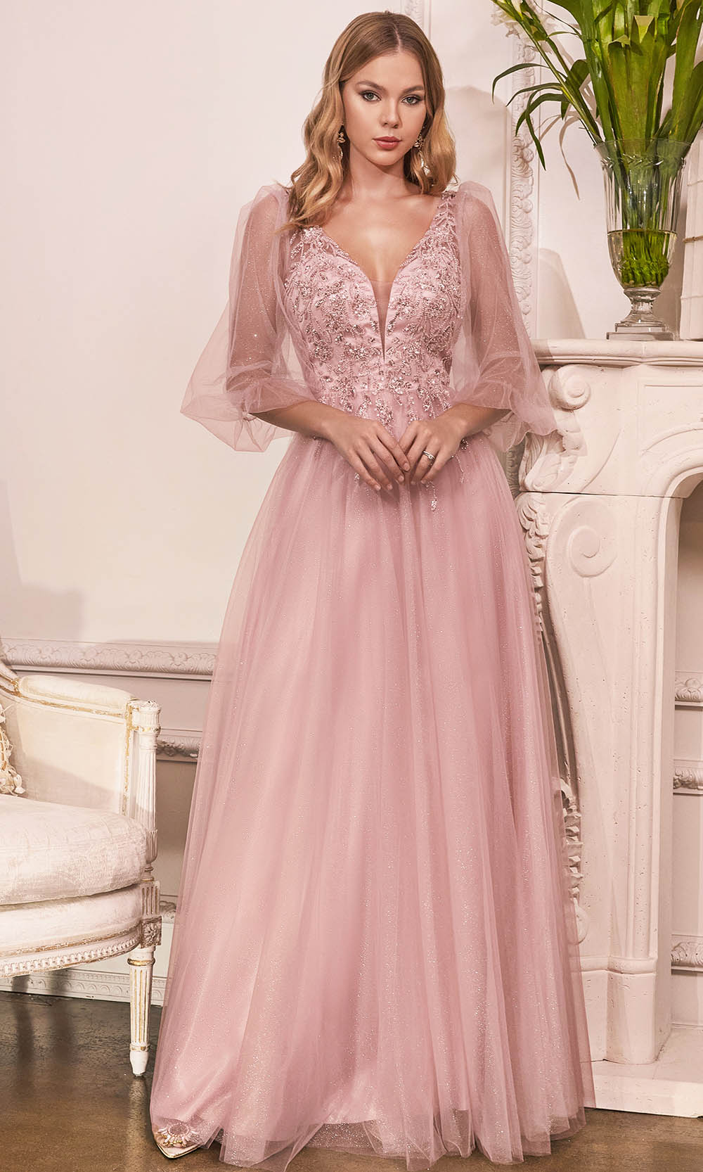 Cinderella Divine CD0182 - Lace Detailed Evening Dress - view 5