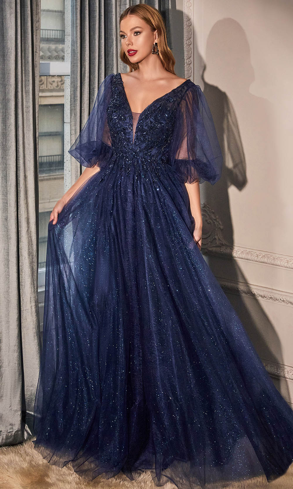 Cinderella Divine CD0182 - Lace Detailed Evening Dress - back view