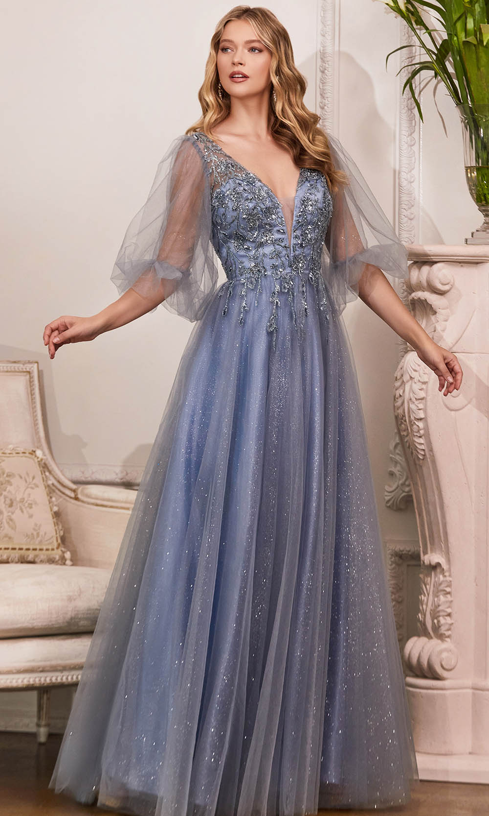 Cinderella Divine CD0182 - Lace Detailed Evening Dress - designer prom dress at Silhouette Dresses