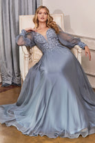 Cinderella Divine CD0183 - Bishop Sleeve Prom Dress - view 5