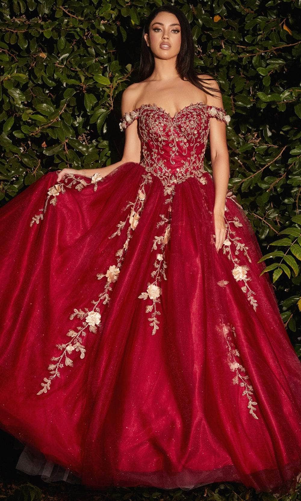 Cinderella Divine CD0185 - Off Shoulder Tulle Ballgown - designer evening gown at Silhouette Dresses