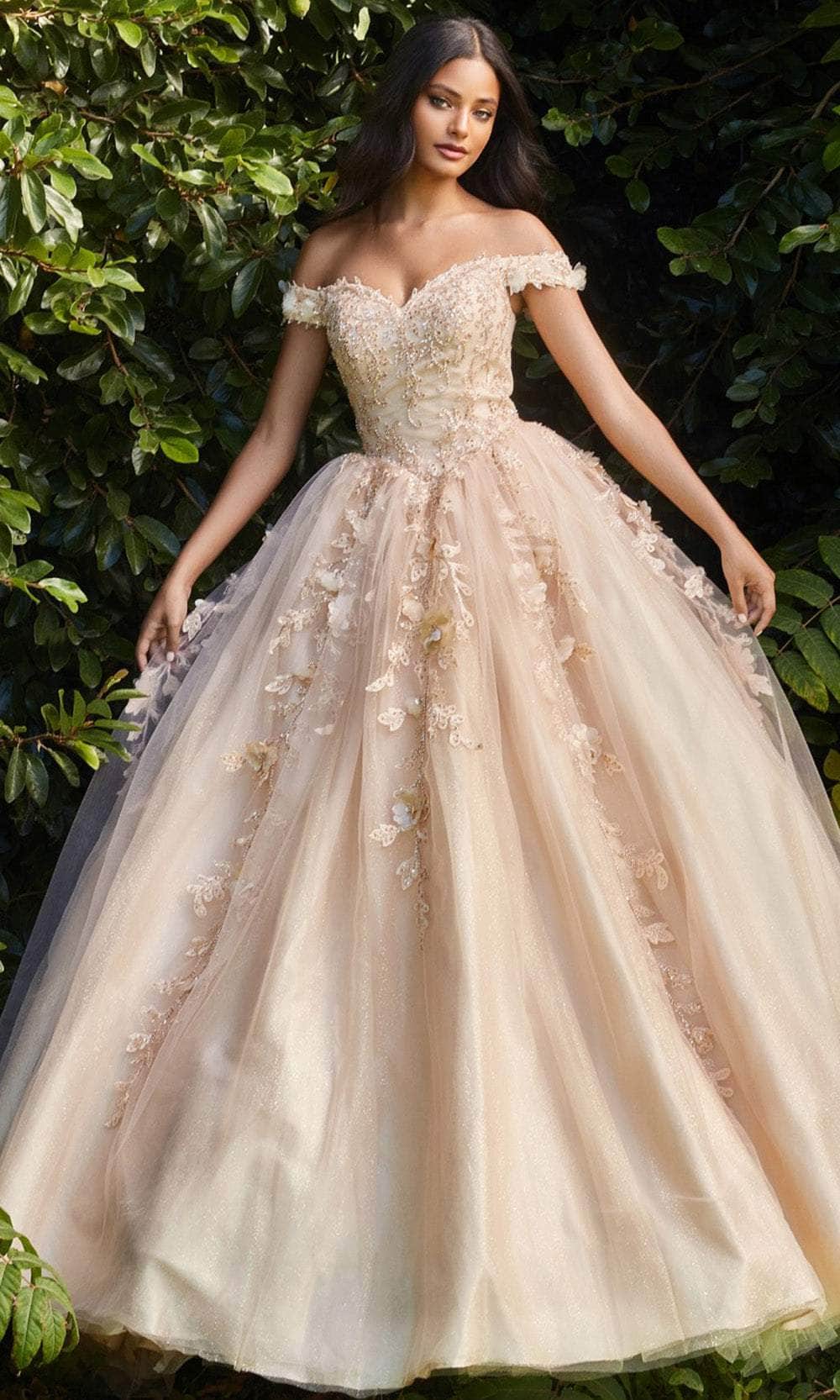 Cinderella Divine CD0185 - Off Shoulder Tulle Ballgown - back view