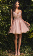 Cinderella Divine CD0189 - V-Neck Cocktail Prom Dress - designer cocktail dress at Silhouette Dresses