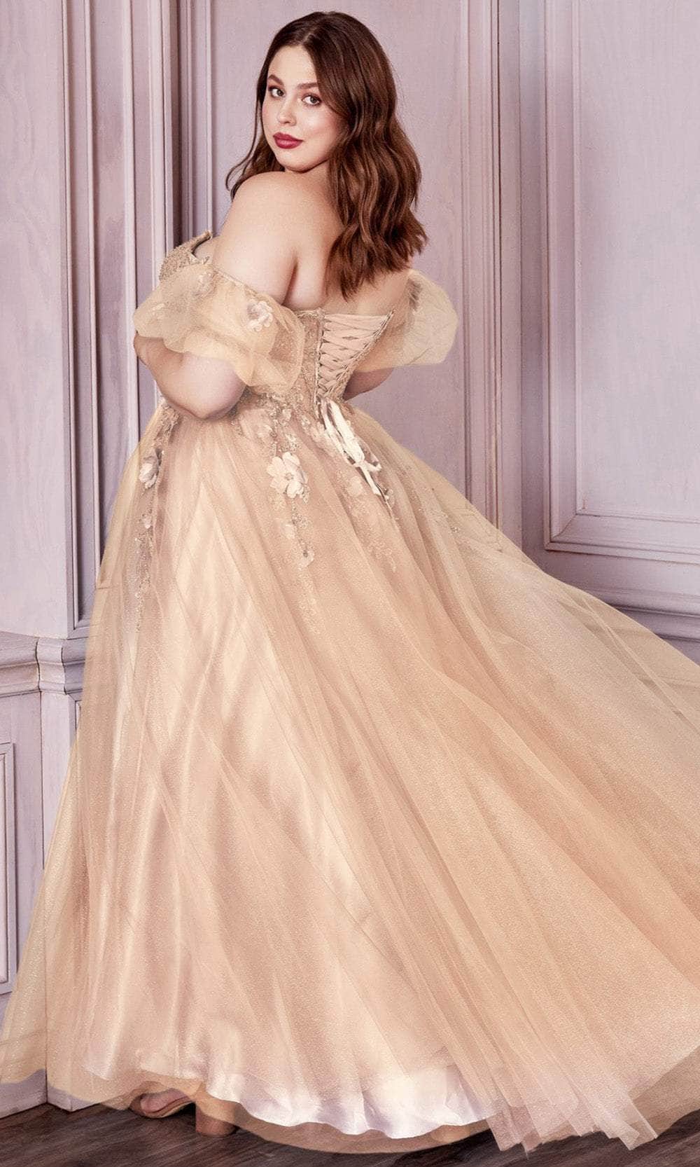 Cinderella Divine CD0191C - Glitter Print Corset Prom Dress - view 4