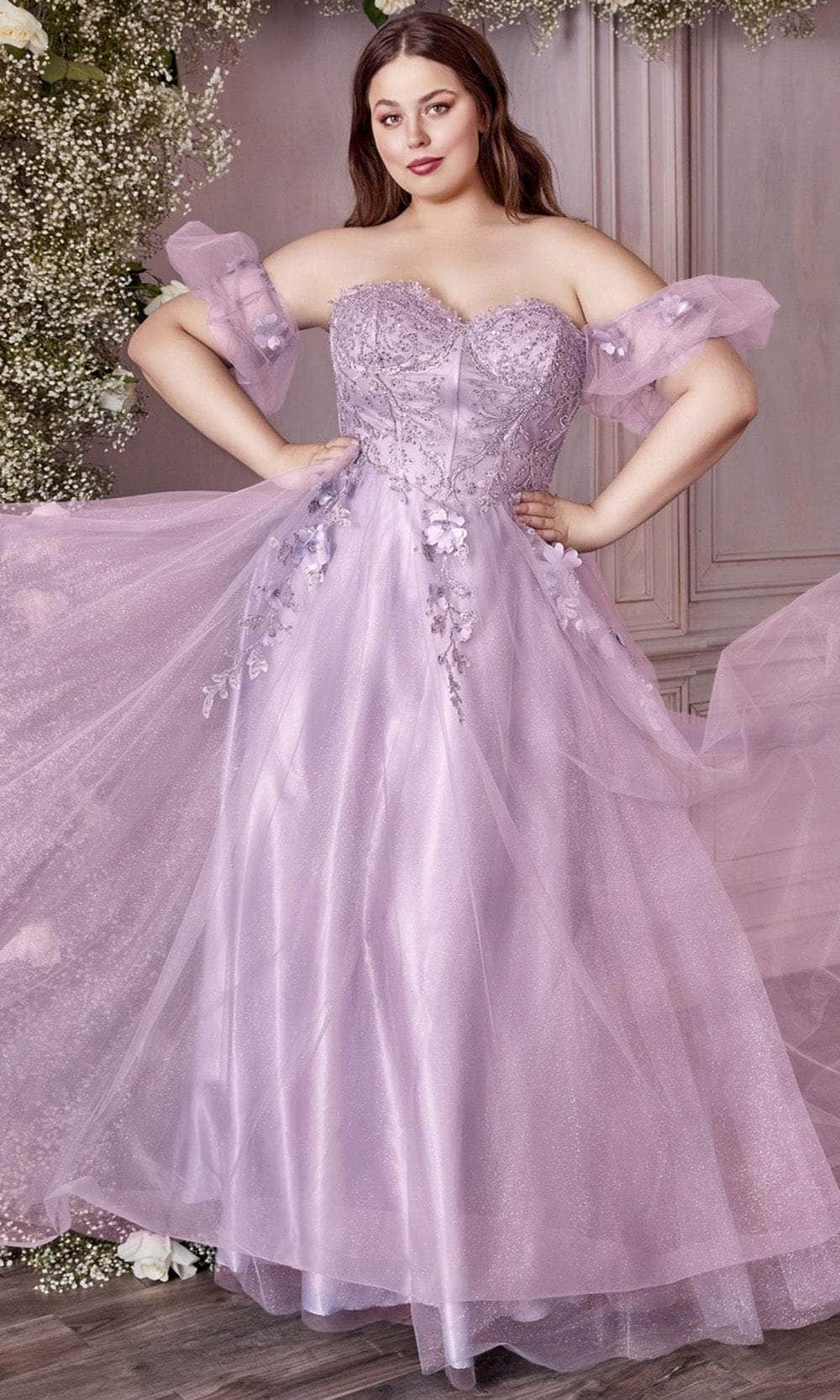 Cinderella Divine CD0191C - Glitter Print Corset Prom Dress - view 5